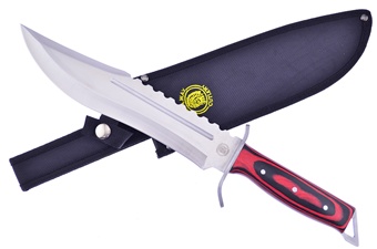 15.5" Black/Red Pakkawood Bowie w/Sheath
