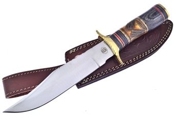 12" Brown Bone/Wood Bowie w/Sheath