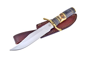 12" Bone/Wood Bowie w/Leather Sheath