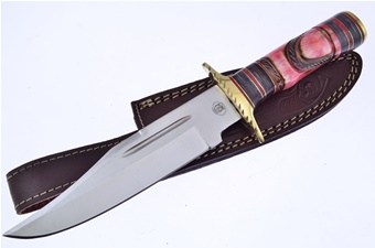 12" Red Bone Bowie w/Leather Sheath