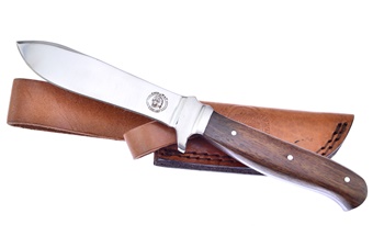 9" Dark Wood Bowie w/Leather Sheath