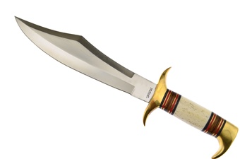 16" White Smoothbone Bowie w/Leather Sheath