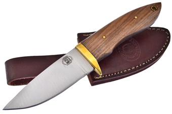 7.5" Dark Walnut Wood Bowie w/Sheath