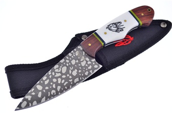 8" Feather Wood/Bone Bowie w/Sheath