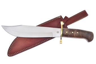 16" Walnut Wood Bowie w/Sheath