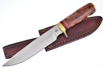 12" Brown Bone Fixed Blade w/Leather Sheath