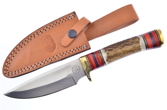 10.5" Stag Bowie w/Leather Sheath
