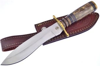 12" Brown Bone Hunter w/Leather Sheath