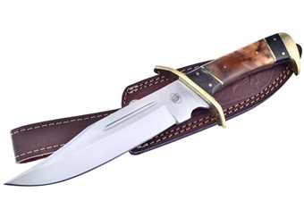 12" Brown Bone/Buff Horn Bowie w/Sheath