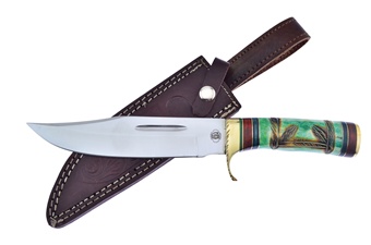 12" Green Bone Bowie w/Sheath