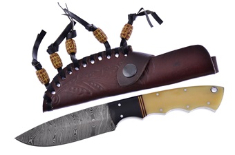 8.75"Overall Buff/Smth Bone w/Lth Sheath