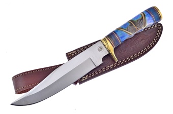 12" Blue Bone Bowie w/ Leather Sheath