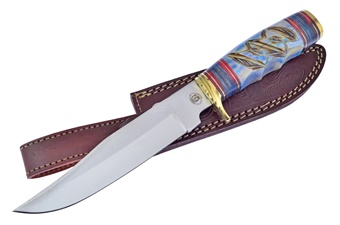 12" Blue Bone Bowie w/ Leather Sheath