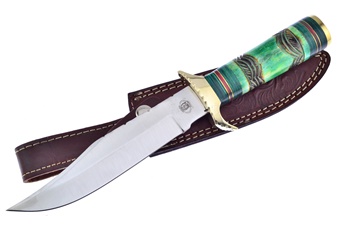 12"Overall Stainless Steel Green Bone w/Leather Sheath