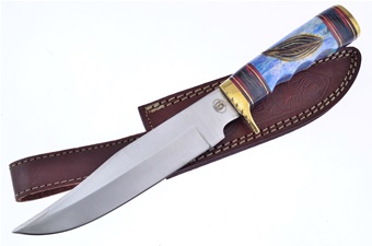 12" Blue Bone Bowie w/ Leather Sheath