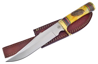 12" Yellow Bone Bowie w/Leather Sheath