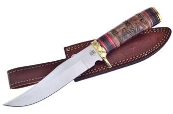 12" Brown Bone Bowie w/Leather Sheath