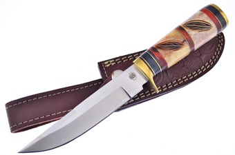 10" Brown Bone Hunter w/Leather Sheath