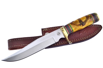 12" Yellow Bone Bowie w/Leather Sheath