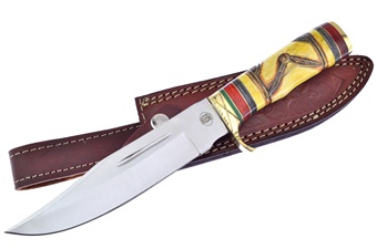 12" Yellow Bone Bowie w/Leather Sheath
