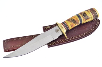10" Yellow Bone Bowie w/Leather Sheath
