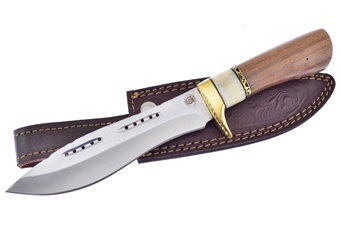 12" Pakkawood Stainless Steel Bowie w/Leather Sheath