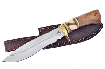 12"Torch Bone/Wood Bowie w/Leather Sheath