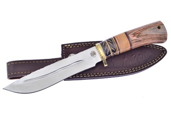 12" Olivewood/Pakkawood Bowie w/Leather Sheath