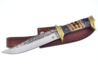 12" Bone Black Pakkawood Stainless Steel Full Tang Sheath