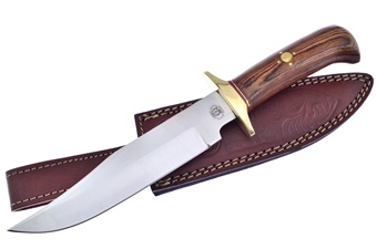 12" Dark Brown Wood Bowie w/Sheath