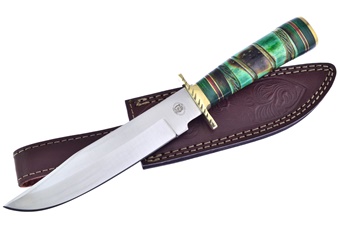 12" Green Bone Bowie w/Leather Sheath