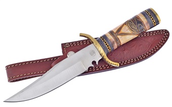 12" Brown Bone Stainless Steel Leather Sheath