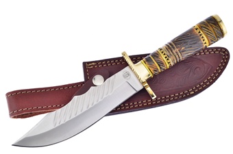 12" Yellow Brown Bone Stainless Steel Leather Sheath