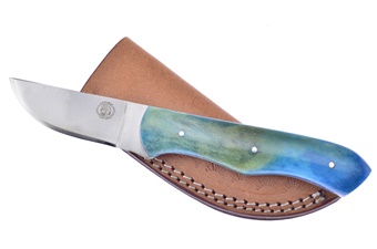 7.75" Blue Smoothbone Full Tang Sknt w/Leather Sheath