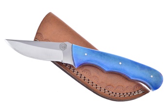 8.125" Blue Smoothbone Skinner w/Leather Sheath