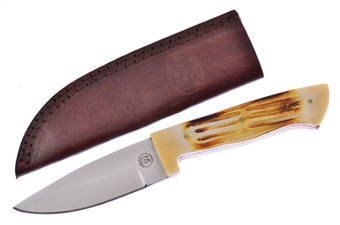 7.75" Torch Bone Full Tang Skinner w/Leather Sheath