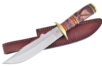 12"Overall Brown Black Bone Leather Sheath