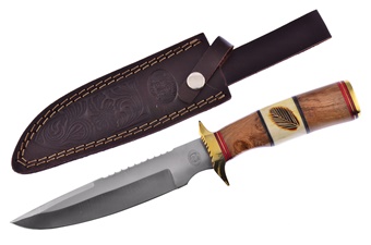 12" Wood/Bone Combo Bowie w/Sheath