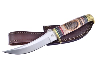 10" Brown Bone Bowie w/Leather Sheath