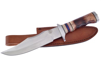12"Overall Brown Smoothbone Bowie Leather Sheath