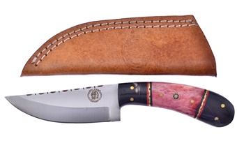 8" Buff Horn/Red Smoothbone Skinner w/Sheath