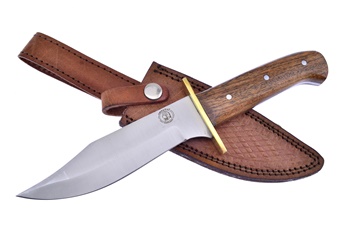 10.5" Walnut Wood Bowie w/Sheath