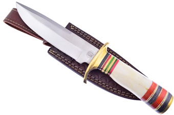 12" Smoothbone Bowie w/Leather Sheath