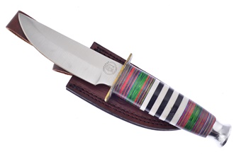 10" White/Black Smoothbn Stainless Steel Leather Sheath