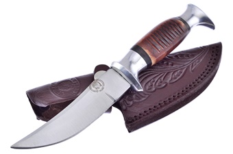8.25" Brown Bone Hunter w/Leather Sheath