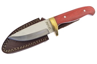 7.5" Red Pakkawood Bowie w/Sheath