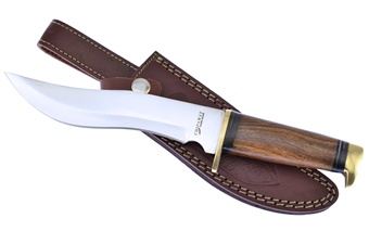 11" Dark Wood Bowie w/Leather Sheath