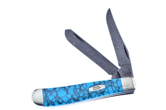 3.5" Case Michael Prater Turquoise Damascus Trapper