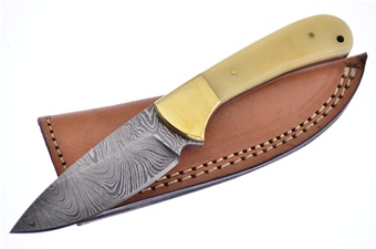 7" Smoothbone Damascus Hunter w/Sheath