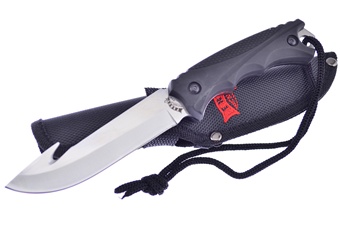 8.5" Black Rubberized Guthook Bowie w/Sheath